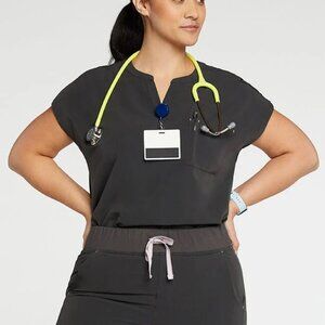 DOLAN Women's Charcoal Scrub Set: Scrub top (XS) & High waisted jogger (S)